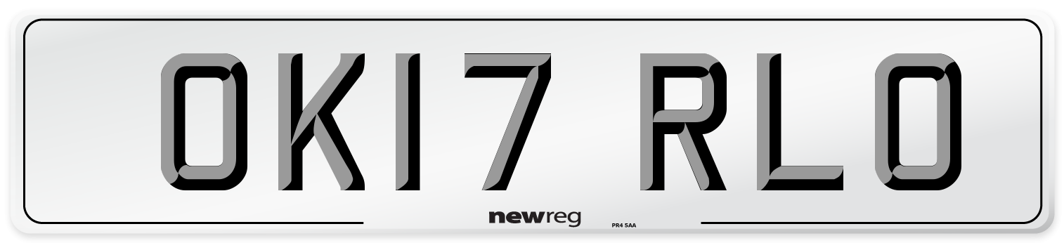 OK17 RLO Number Plate from New Reg